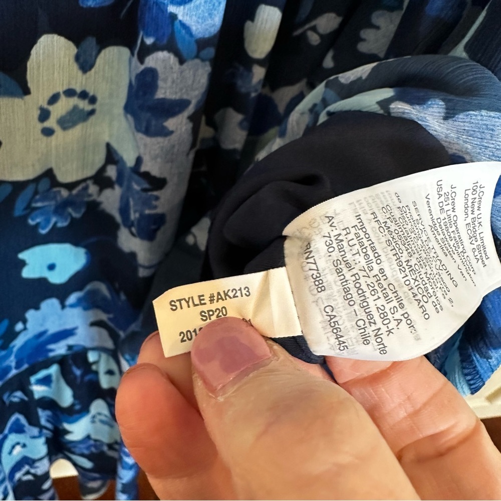 J.Crew Women’s Long Sleeve Ruffle Blue Midi Faux Wrap Dress Floral Watercolor 2 - Picture 5 of 9